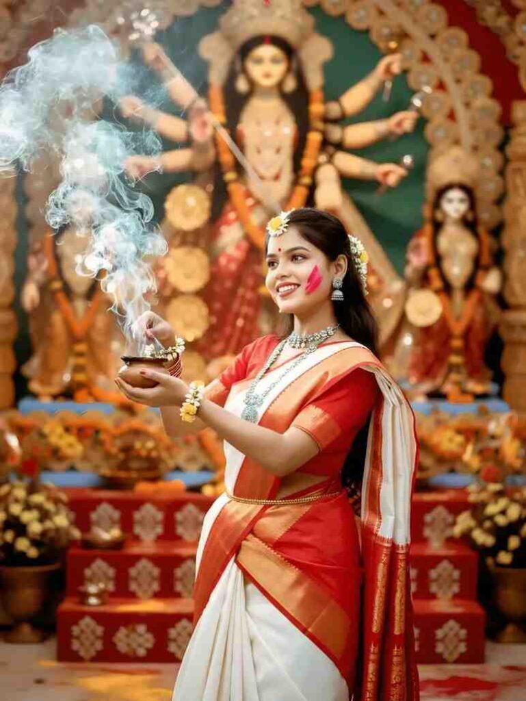 girls durga puja gemini photo editing prompt