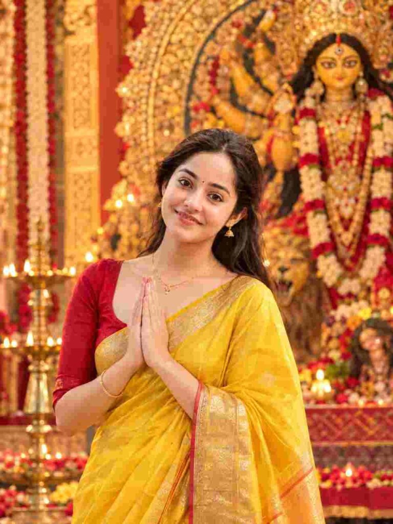 Durga Puja Photo Editing Prompt for Couple